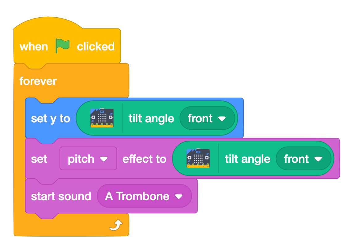 Scratch blocks to make theremin