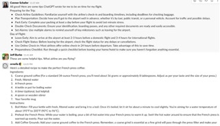 Example Slack messages for the bot