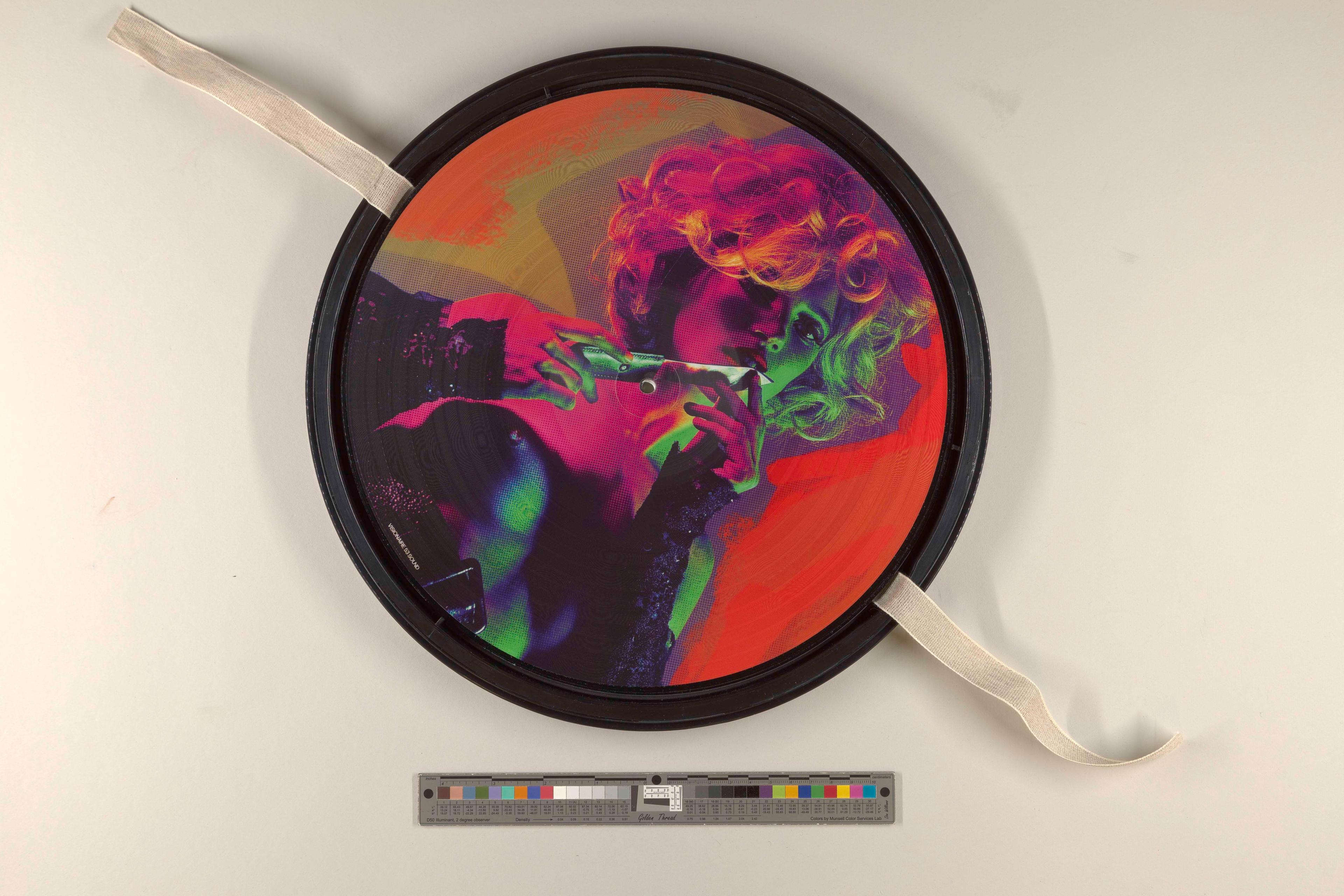 Colorful record with a portrait of a woman