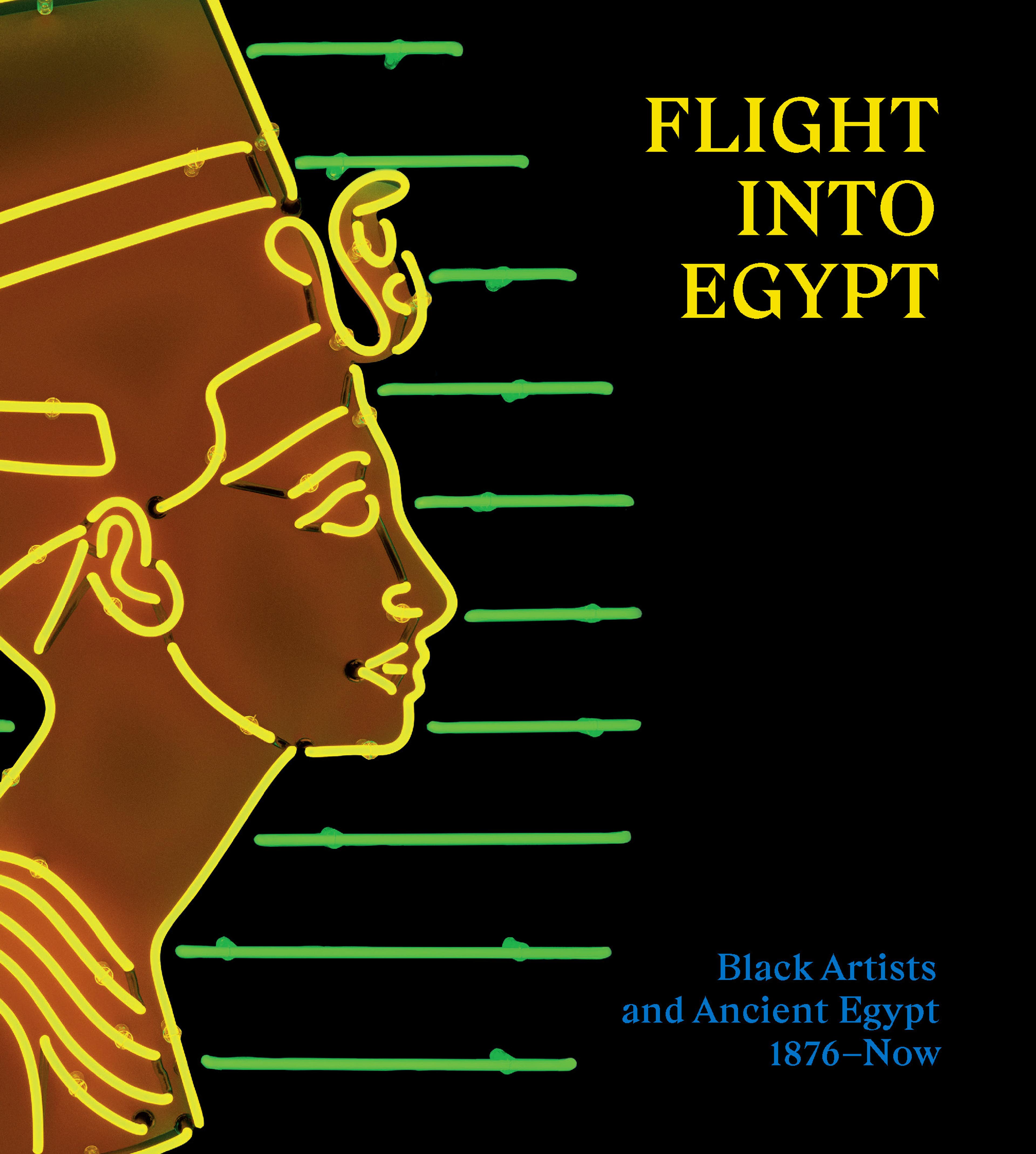 awol-erikzu-nefertiti-illustration-green and yellow neon lights, with a black background