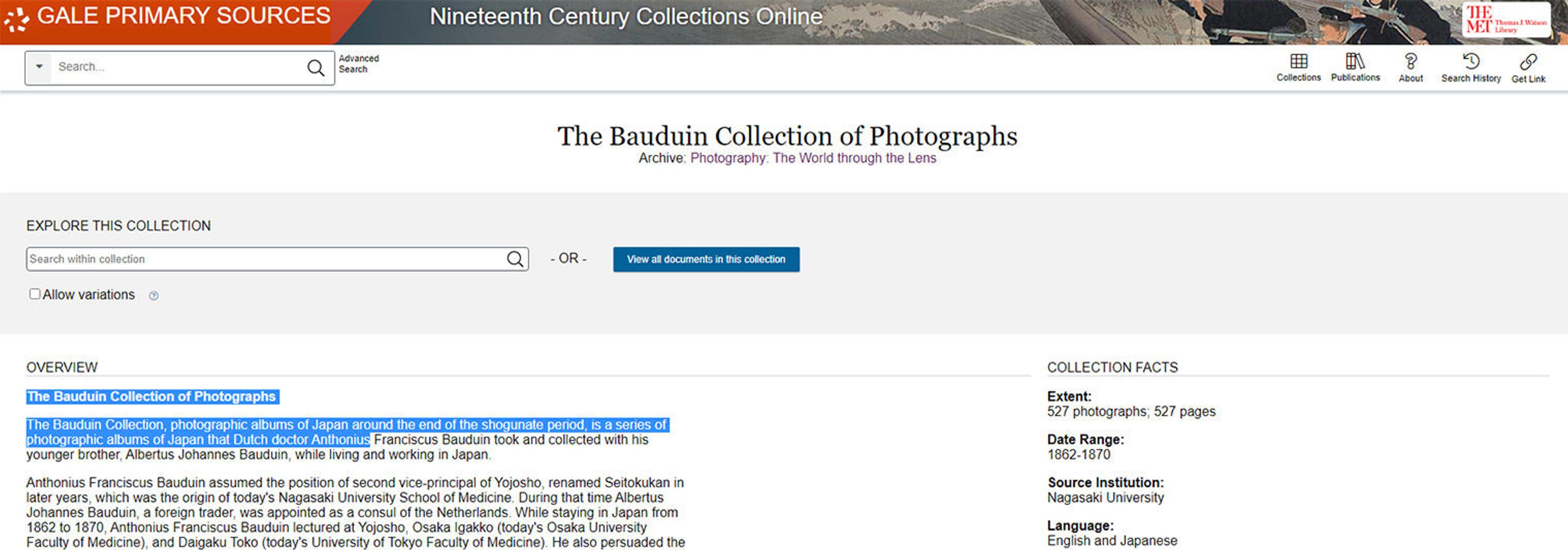A selection of text is highlighted in a screenshot from Nineteenth Century Collections Online.
