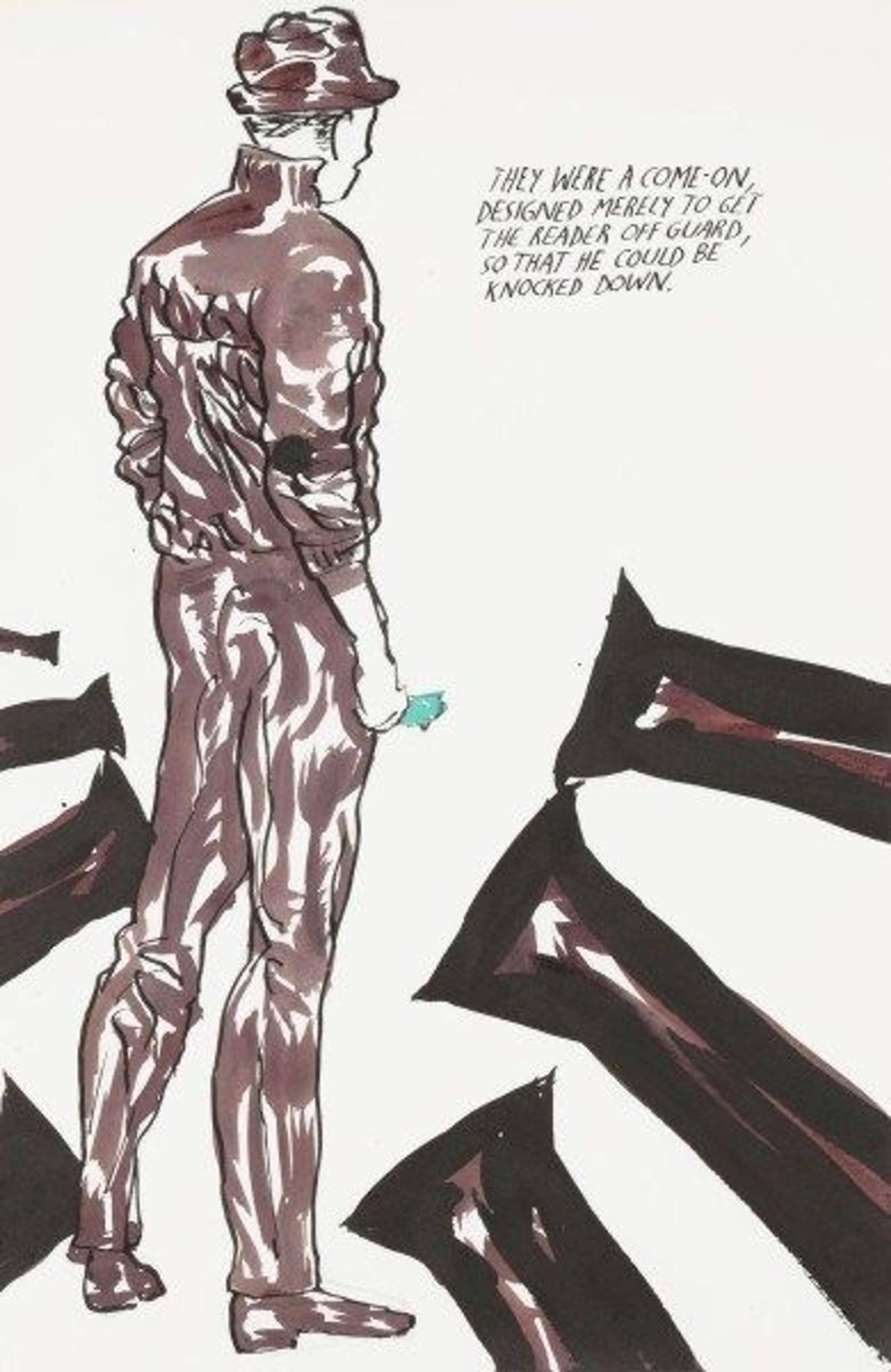 Ink and graphite drawing on paper by Raymond Pettibon