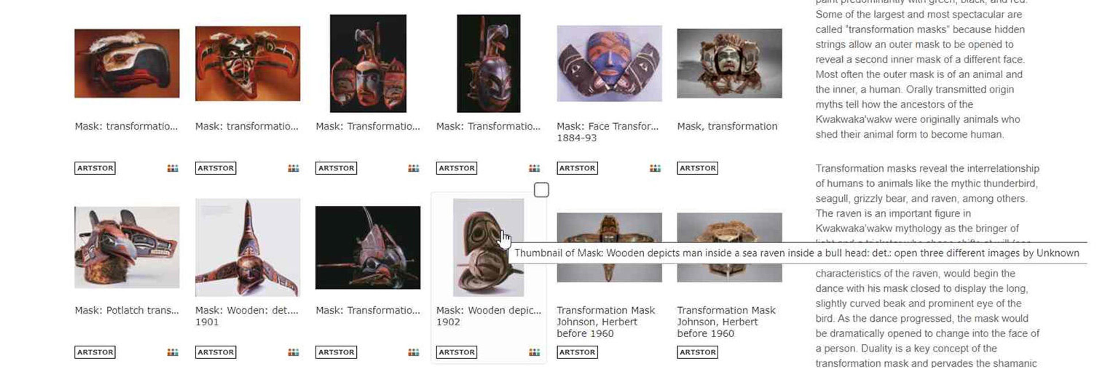 Artstor results pages