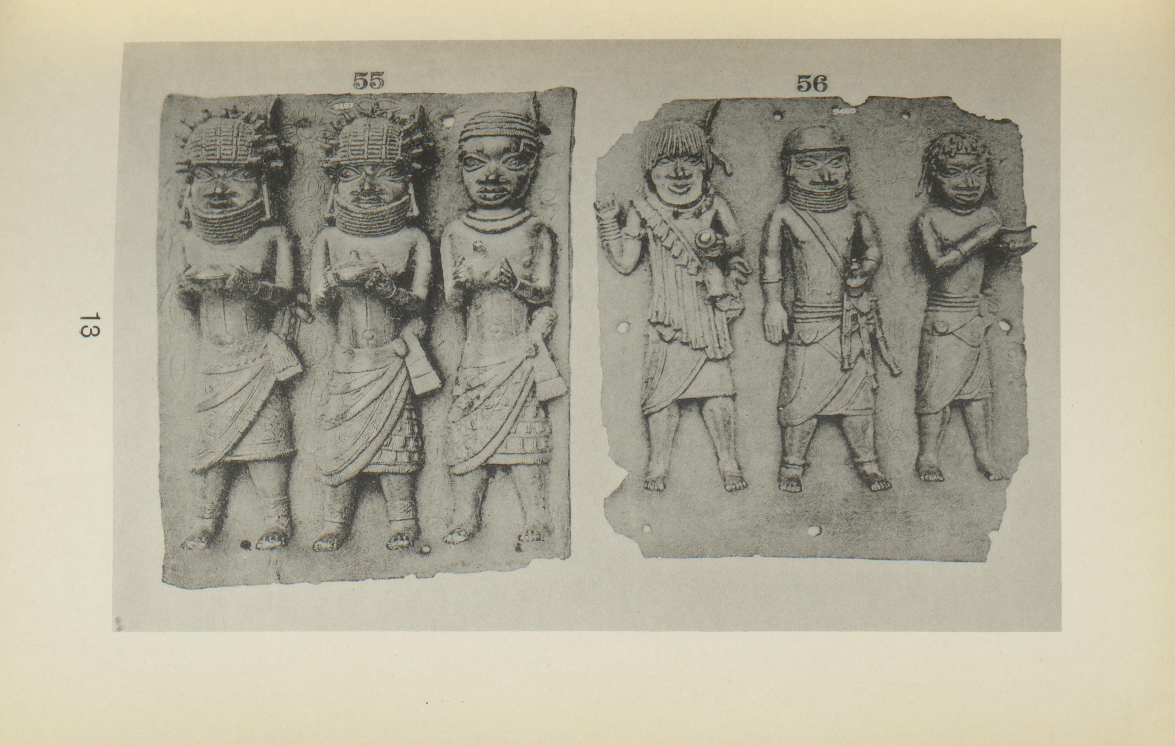 Two black and white images of Benin sculptures from an auction catalog