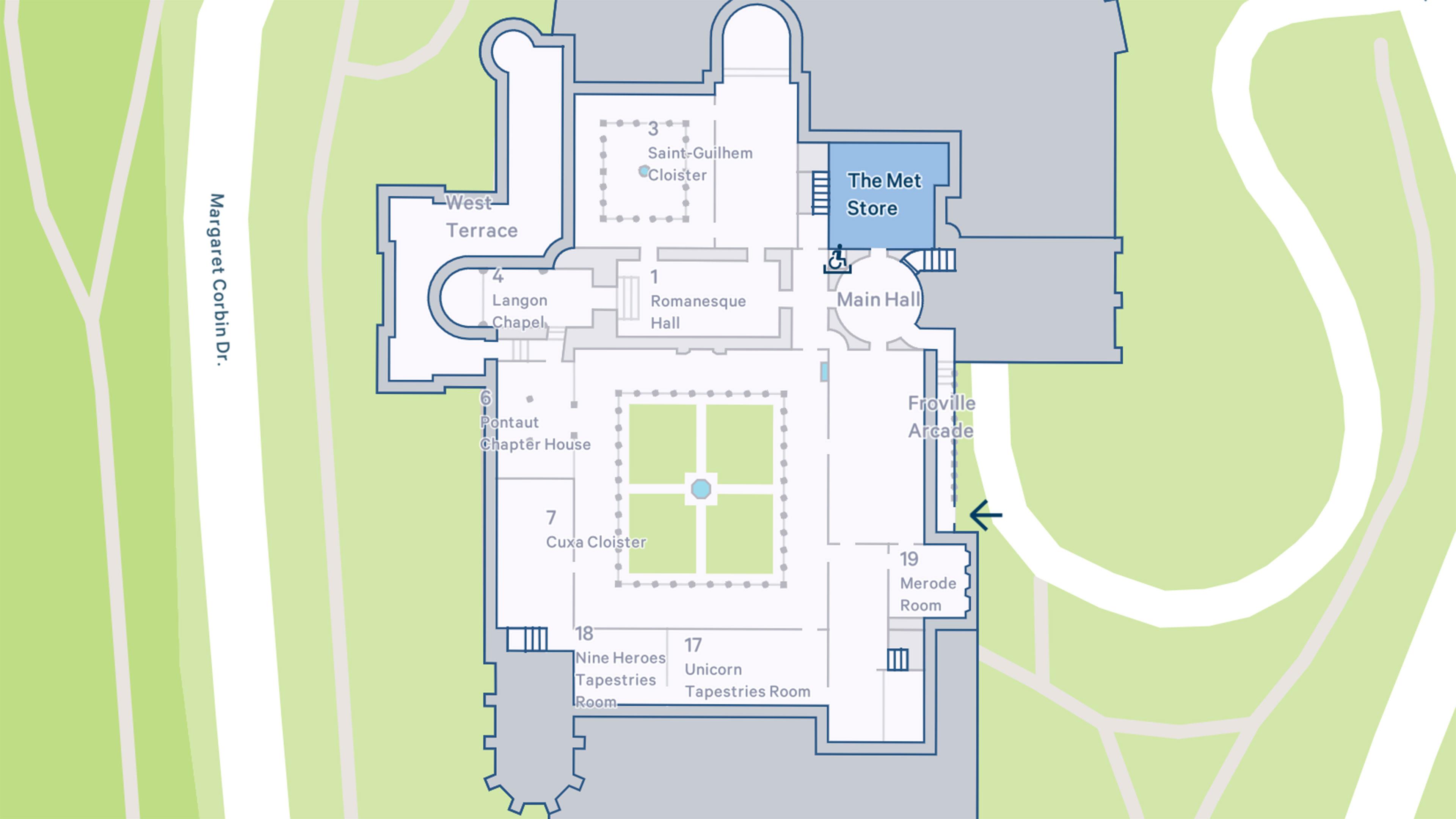 Map of the Met Cloisters