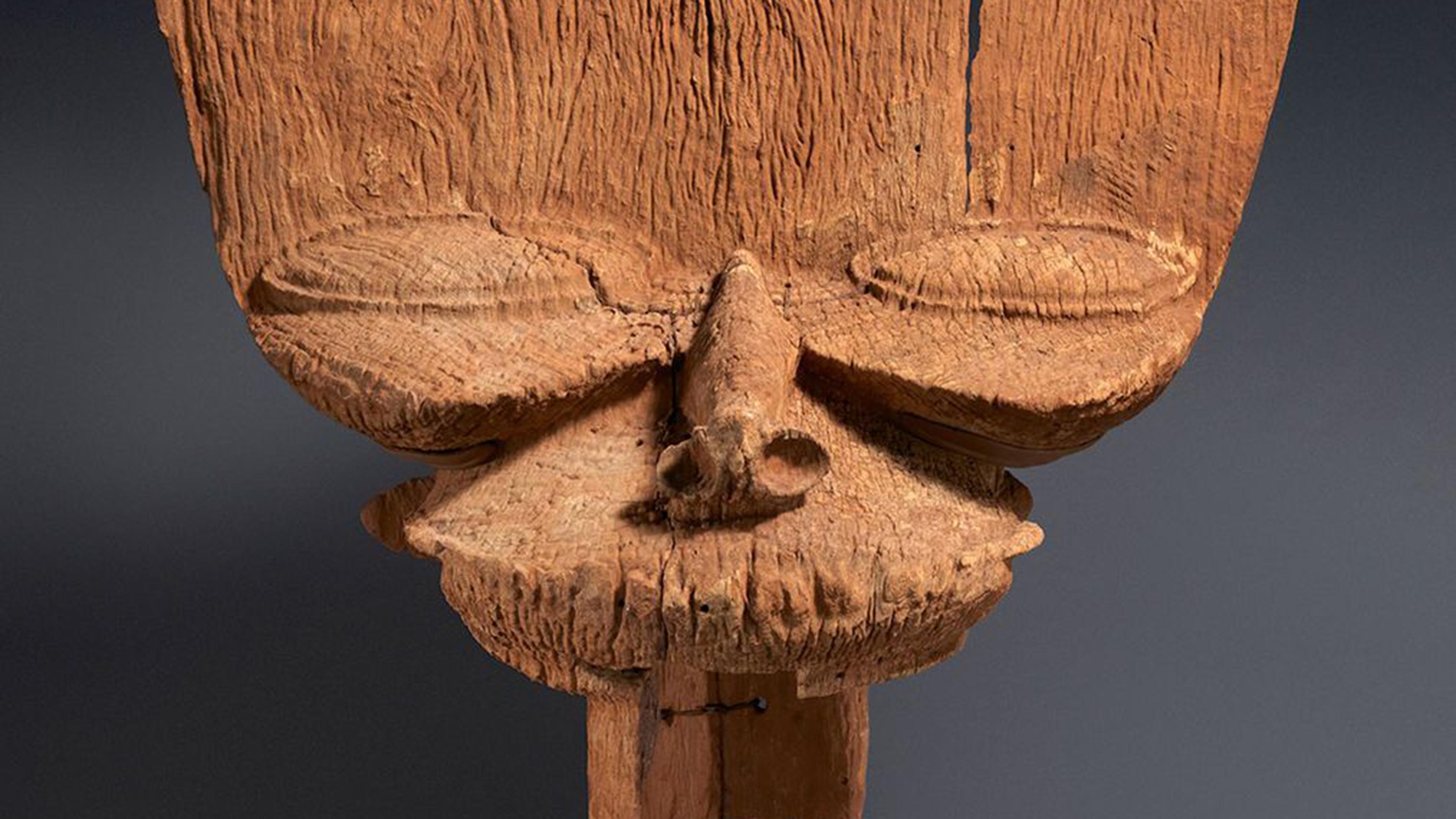 View of an 18th-century crest mask (tsesah) from Cameroon