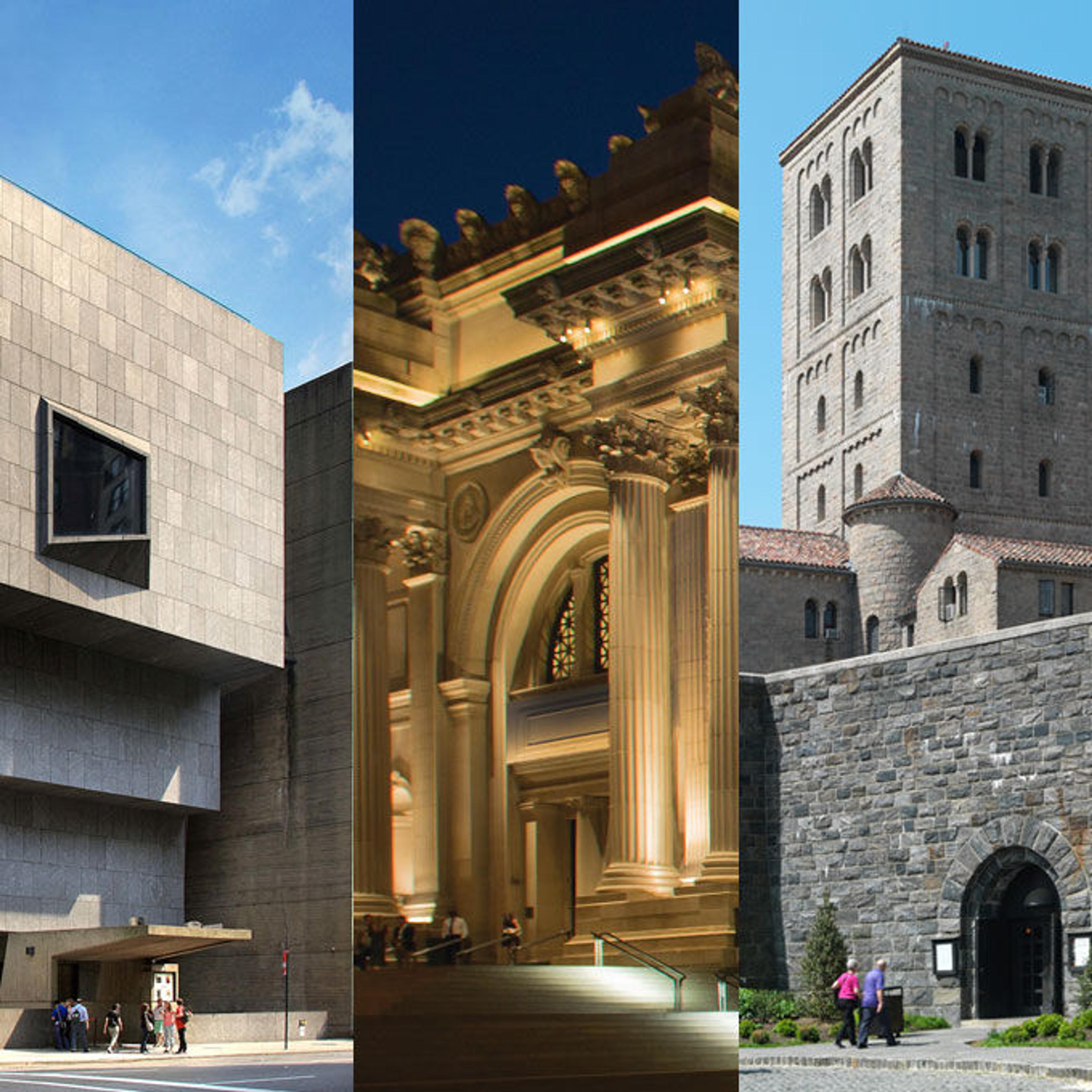 A composite image of the facades of The Met's three museum locations.