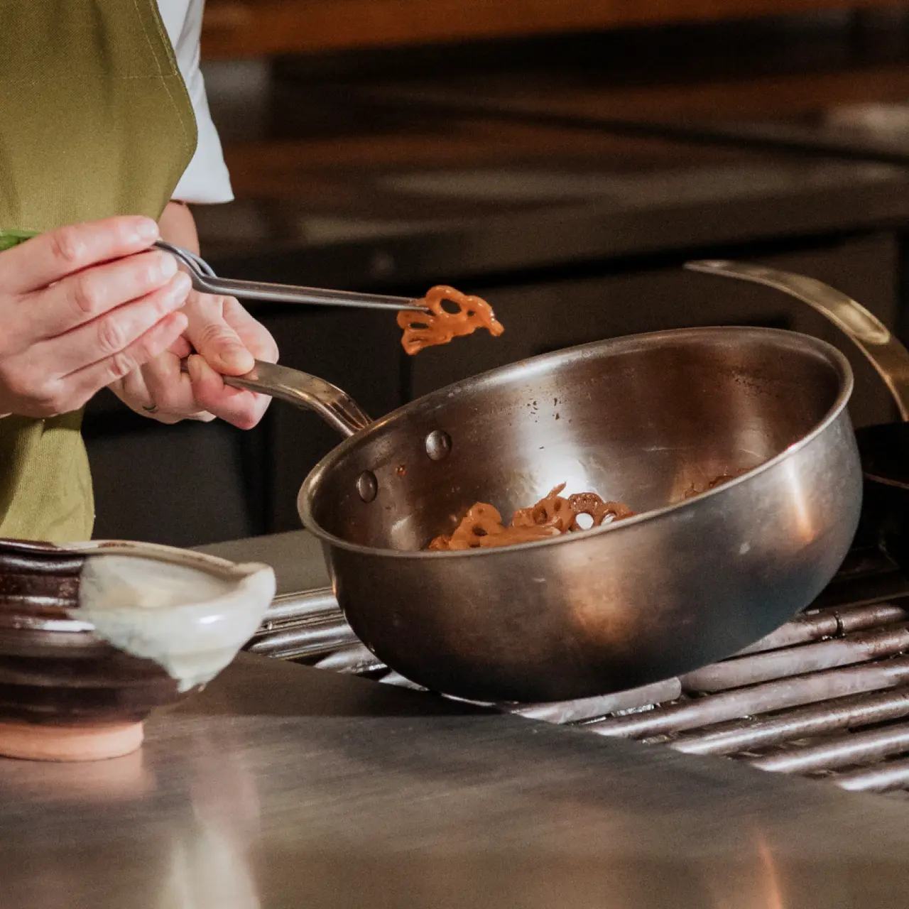 stainless clad saucier 3 qt lifestyle
