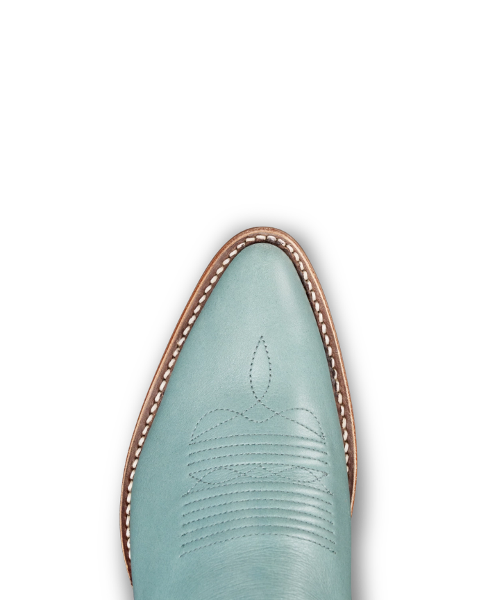 Toe view of The Jolene - Seafoam / Bone on plain background