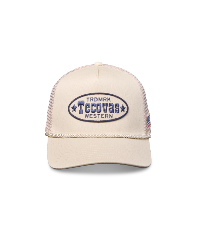 Front view of Trademark Trucker Hat - White on plain background
