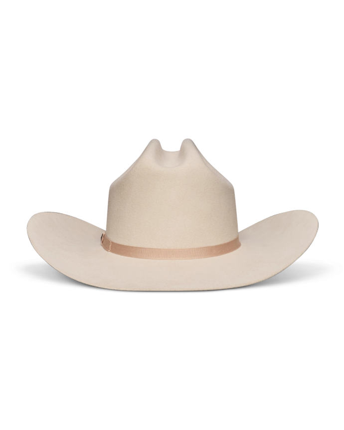 Back view of Cattleman Fur Cowboy Hat - Silverbelly on plain background