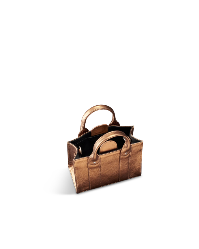 Front view of Mini Metallic Satchel - Copper on plain background