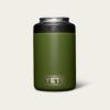 back of olive green yeti bottle with yeti logo