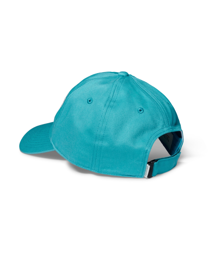 Quarterback view of Tecovas Script Unstructured Hat - Teal on plain background