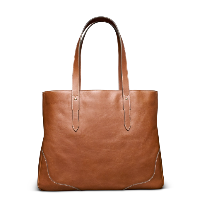 Front view of Women's Sierra Tote Bag - Saddle Tan on plain background