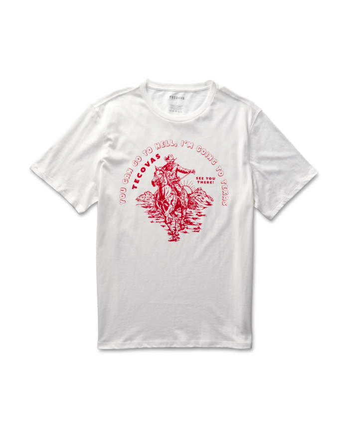 View of Men's I'm Going to Texas Tee - Bone/Red
