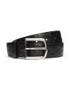 Front view of Men's Ostrich Belt II - Midnight on plain background
