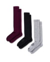 Image of the three socks in the Multi III in the colors red, black, and blue. 